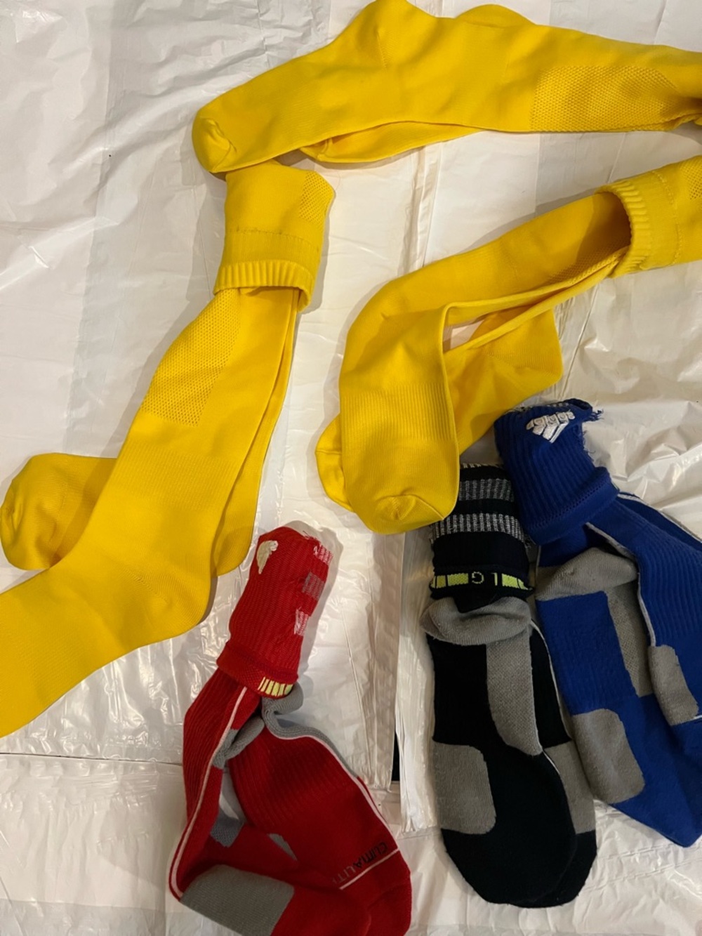 5 Pair Bright Yellow Red Blue Men's Crew Socks